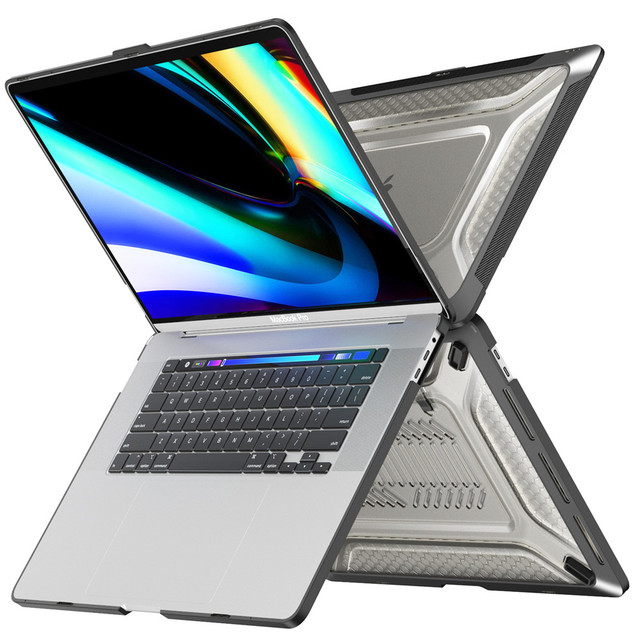 Anti-scratch Clear Shockproof Hard PC TPU Bumper Frosted Shell Case Foldable Stand Laptop Covers for MacBook Pro 16