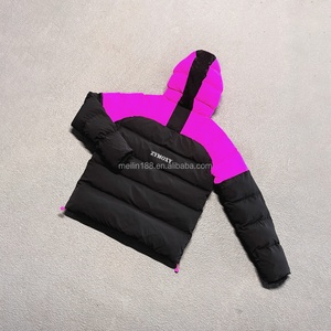 Manufacturer Custom Fashion Winter Wear Warm Down <b>Jacket</b> Zip up Coat Patchwork Designer Padded Fluffy Puffer Down <b>Jackets</b> - Product Image 2