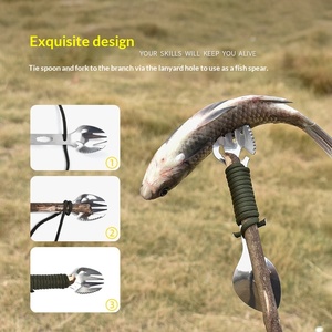 DF en Oferta, Cuchara y Tenedor Multifunción Compactos de Acero Inoxidable para Exteriores, Utensilios de Cocina para Camping, Abridor de Botellas y Latas, Llave Inglesa - Product Image 4