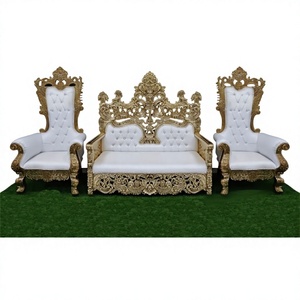 El mejor juego de sofás de boda de Bollywood, bodas indias, juegos de sofás dorados Maharaja, estilo francés, muebles de boda de lujo personalizados, EE. UU. - Product Image 1