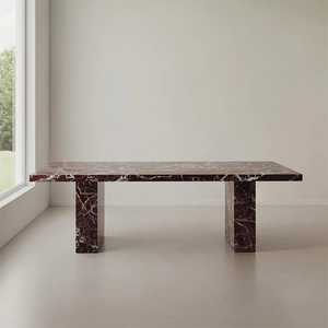 <span class=keywords><strong>Tavolo</strong></span> da Pranzo Moderno di Lusso in <span class=keywords><strong>Marmo</strong></span> <span class=keywords><strong>Rosso</strong></span> Rosa Levanto, Design Rettangolare per Sala da Pranzo, Base per 8 Persone - Product Image 2