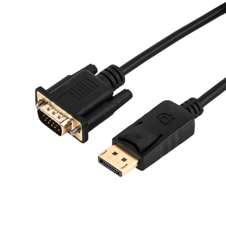 6Ft 1.8m DisplayPort إلى كابل تجهيز مرئي الذهب مطلي موانئ دبي إلى VGA الأسود كابل موصل ذكر