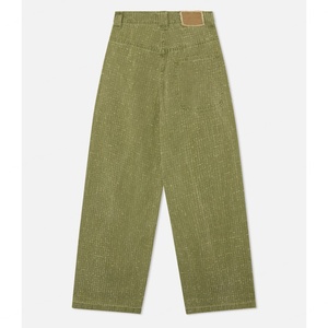 Green Custom Denim Wash <b>Jeans</b> Baggy <b>Fit</b> Subtle Distressed Stacked <b>Jeans</b> Street Style <b>Relaxed</b> Denim <b>Jeans</b> Wide Leg Pants <b>Men</b> - Product Image 3