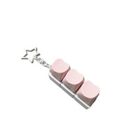 3 Keys PVC Fidget Keychain Mechanical Switch Keycap Tester Light-Up Feature Stress Relief Pinch Toy Heart Shape Digital Printing