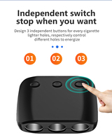 Divisor de Encendedor de Cigarrillos para Auto de 120W y 3 Vías con Transmisor FM y Puerto USB, Adaptador de Corriente para Vehículo de Alta Potencia 12-24V
