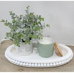 Vente chaude Ferme Décoratif Rustique Ovale Bord Perlé Rond Plateau En Bois De Service