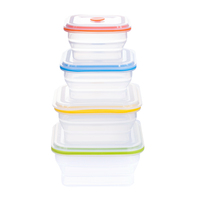 Boîte de conservation alimentaire transparente pliable en silicone chauffable - Passe au micro-ondes - Réutilisable - Écologique - Contenant à déjeuner