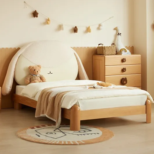 China Beds Wholesale Modern Solid Wood Bedroom Kid Baby Bed Children Wooden Furniture Sets Rabbit Kids Bed