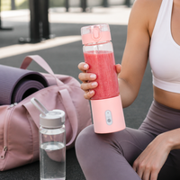 Mixeur de voyage 500 ml rechargeable par USB, tasse mélangeuse portable rose pour la salle de sport, le bureau et les smoothies quotidiens