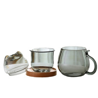 Set Cangkir Kaca Tahan Panas Ramah Lingkungan Tiga Buah Terbaru, Tahan Lama, 450ml, Bentuk Tidak Beraturan, Desain Modern Minimalis