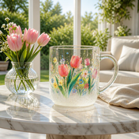Mug à café ou à thé en verre, esthétique moderne, mignon, résistant à la chaleur, écologique, anti-fuite, avec poignée colorée, pour un usage domestique