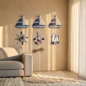 Décoration Murale Nautique Personnalisée en Bois en Forme de Voilier, Cadeau Promotionnel pour Boutiques de Plage et Marques Côtières - Product Image 3
