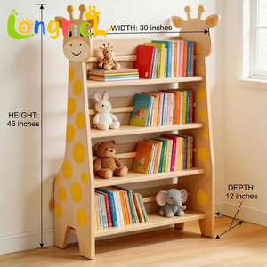 Estantería Montessori con Forma de Jirafa, con Estantes Escalonados y Diseño de Madera Natural, Librería Infantil Unisex para el Hogar y la Guardería - Product Image 5