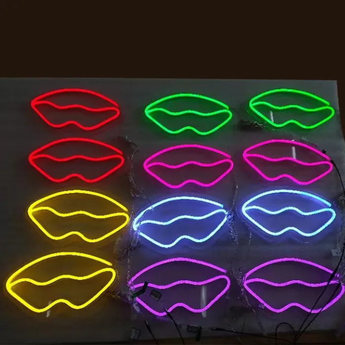 Custom 3D Window Small Signage Led Lips neon Logo Advertisement sign customized acrylic neon led advertising sign for decor