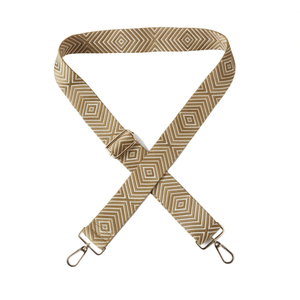 Correa de cincha de 4 cm con patrón de diamantes para bolso, color caqui - Product Image 1