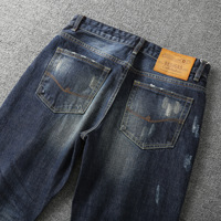 Nouveau pantalon en détresse pour hommes de style italien Art Patches Skinny Biker Jeans Slim Trousers Men Denim Jeans