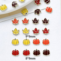 10 pièces/sac – Breloques de luxe pour ongles en alliage non toxique, motif feuille et citrouille 3D, pour décoration d'ongles DIY à presser – Nouveauté française très prisée