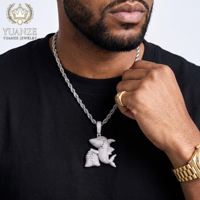 Chaîne cubaine Moissanite personnalisée en gros ou Collier Hip Hop Rapper pour homme avec pendentif sac à monnaie requin entièrement serti de diamants