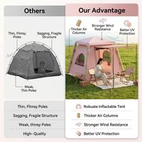 Carpa Inflable Tipo Cabaña con Bloques de Color Rosa, Personalizada al por Mayor, con Toldo Frontal, Protección UV Impermeable, Proveedor de Fábrica