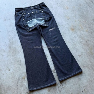 Pantalones Vaqueros Anchos de Pierna Recta para Hombre, Personalizados por el Fabricante, con Botones Desmontables, de Mezclilla Japonesa Roja - Product Image 2
