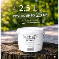 Peinture à la craie acrylique hybride LaChalk 05 CONCRETE 2,5L, revêtement liquide pour meubles, application au pinceau, fabriqué en Italie