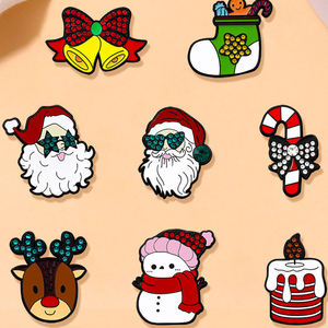 Sming别针圣诞珐琅别针可爱卡通驼鹿雪人翻领徽章父亲圣诞派对礼品胸针定制服装包 - Product Image 2