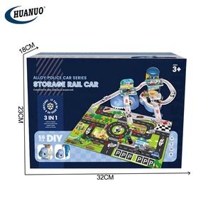 Nueva llegada niños 3 en 1 dinosaurio almacenamiento maleta garaje estacionamiento aleación policía coche Parque Aventura juguetes con mapa - Product Image 6