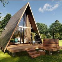 Zent Maisons préfabriquées en bois en forme de triangle à cadre en A modernes personnalisées Villas Maison triangulaire en bois en acier pour vivre