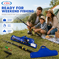 Canne à pêche télescopique CTO prête à être expédiée, 2,10 m, avec accessoires complets, combo canne à pêche pour la pêche en lac en plein air