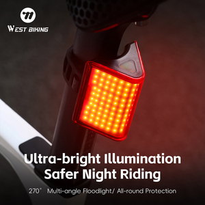 Tây đi xe đạp thông minh Streamer tam giác đèn đuôi xe đạp 270 ° chiếu sáng không thấm nước xe đạp cảnh báo phía sau phụ kiện đèn đuôi - Product Image 6