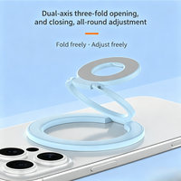 Support de téléphone magnétique pliable à double anneau en alliage avec rotation à 360° et fixation flexible pour bureau (multifonctionnel)