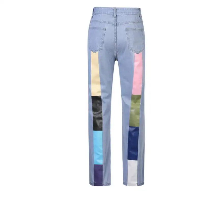 Calça jeans feminina personalizada, jeans europeu, cintura alta