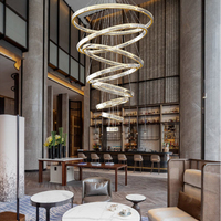 Lampu Gantung Kristal LED Modern Custom Ring, CRI 90 Tinggi, Bodi Logam, Ukuran Sedang, Ramah Mata, Dapat Diredupkan, Cocok untuk Villa dan Hotel