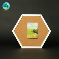 En gros Vintage Mini Mur Pin Board Full Sticky Back carreaux de liège forme hexagonale en bois pour la décoration de la maison Bulletin Décoration