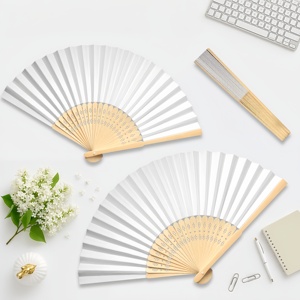 Abanico de Mano Plegable de Bambú con Logotipo Personalizado Impreso y Grabado - Diseño Tradicional Multicolor 25 Varillas para Bodas, Publicidad, Portátil - Product Image 1