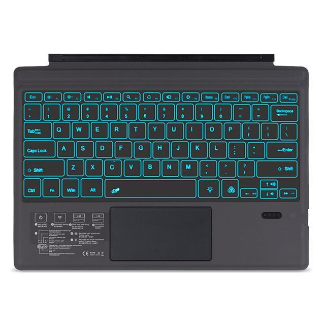 Wireless Keyboard 7 Color Backlit Detachable Keyboard for Microsoft Surface Pro 4/5/6/7/7+