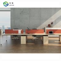 Poste de travail pour 6 personnes, bureau blanc avec armoire de rangement en bois, table de bureau pour personnel en panneau de classe E0, commande en gros