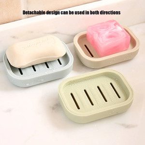 Portable Double-Layer <b>Soap</b> Dish with Drainage <b>Cover</b> Square Plastic Storage Box for Bathroom Travel Use - Product Image 5