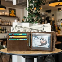 Dompet pendek kulit sapi asli, dompet koin pria lipat dua kulit asli buatan tangan, cocok untuk bisnis