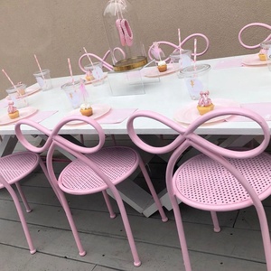 Sedie con Fiocco in Nastro Metallico Rosa per Feste di Compleanno, Baby Shower e Ballerine - Product Image 1