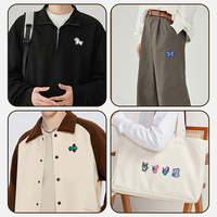Patchs thermocollants brodés à la mode, motifs dessin animé, papillon, fleur, rose, soleil, licorne mignonne, pingouin, pour chapeaux