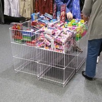 Corbeille de présentation commerciale pliable en métal blanc pour supermarché, épicerie et stockage en vrac