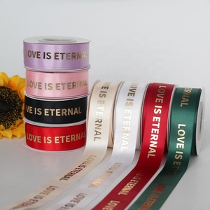 Feuille d'or personnalisée de haute qualité Saint Valentin Fête des mères Toujours à vos côtés L'amour est éternel ruban imprimé pour fleur - Product Image 6