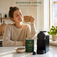 Capsules de café aux champignons OEM |   Café Arabica et extrait de champignons multiples (Crinière de lion, Reishi, Chaga, Cordyceps) |   Marque privée