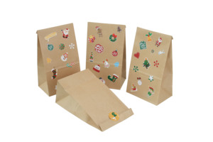 Brown Holiday Paper DIY Gift <strong>Bags</strong> with 120PCS Christmas <strong>Stickers</strong> for Xmas Themed <strong>Party</strong> Favors Supplies Christmas Kraft Treat B - Product Image 3