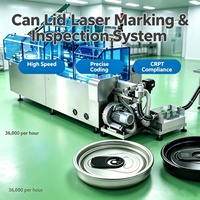 Système de codage laser à fibre intégré haute vitesse avec alignement visuel automatique pour le marquage permanent des codes QR et des lots sur les couvercles en aluminium des canettes de boissons