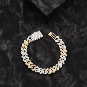 Pulsera de Plata de Ley 925 con Eslabones Cubanos y Piedras de Moissanita Cultivadas en Laboratorio, Alto Brillo y Durabilidad - Product Image 1