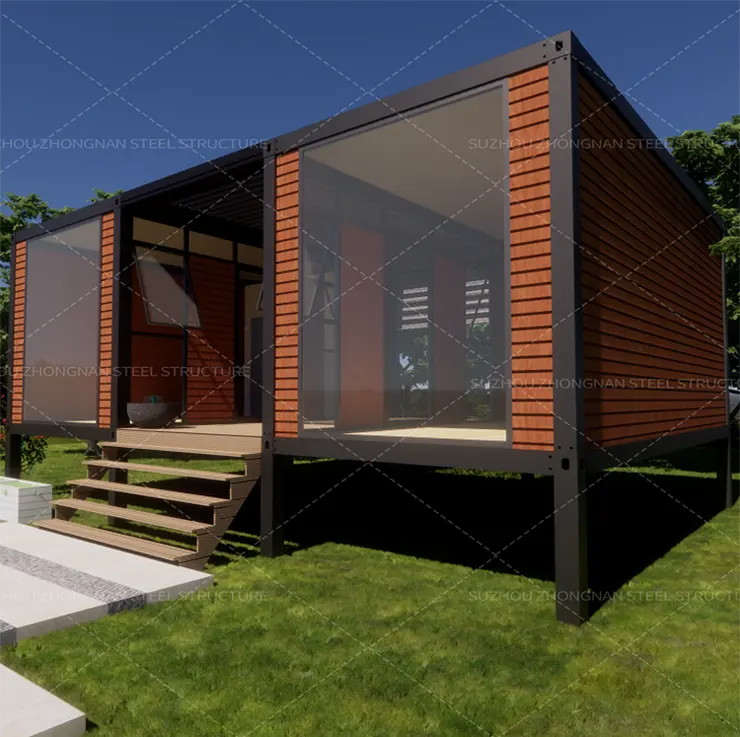 Venda por atacado elegante minúsculo destacável casa de jardim modular recipiente design multi chalé casa padrão califórnia
