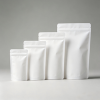 Sachet refermable personnalisé imprimé, pochette verticale mate blanche avec fermeture éclair, sachet Mylar givré, sac d'emballage réutilisable avec fermeture Ziplock