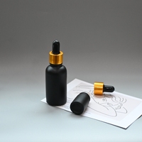 Flacon compte-gouttes en verre givré noir 10ml 15ml 20ml 30ml 50ml 100ml, boîte personnalisée, flacon compte-gouttes noir mat avec boîte